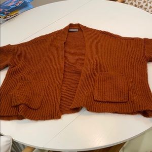 Wooden Ships ribbed cardigan in rust